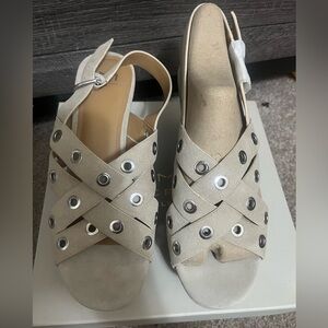 Bloom Beige Crisscross Slingback Sandals